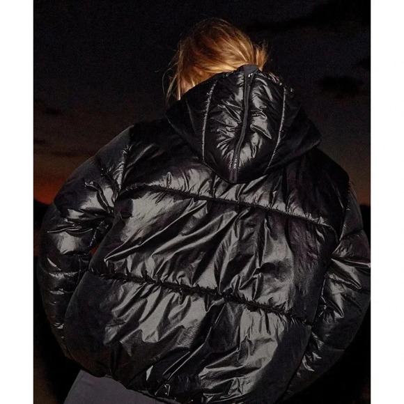 NWT Free People Right Trek Backpack Puffer Jacket Coat Shine FP Movement Black - Picture 12 of 13